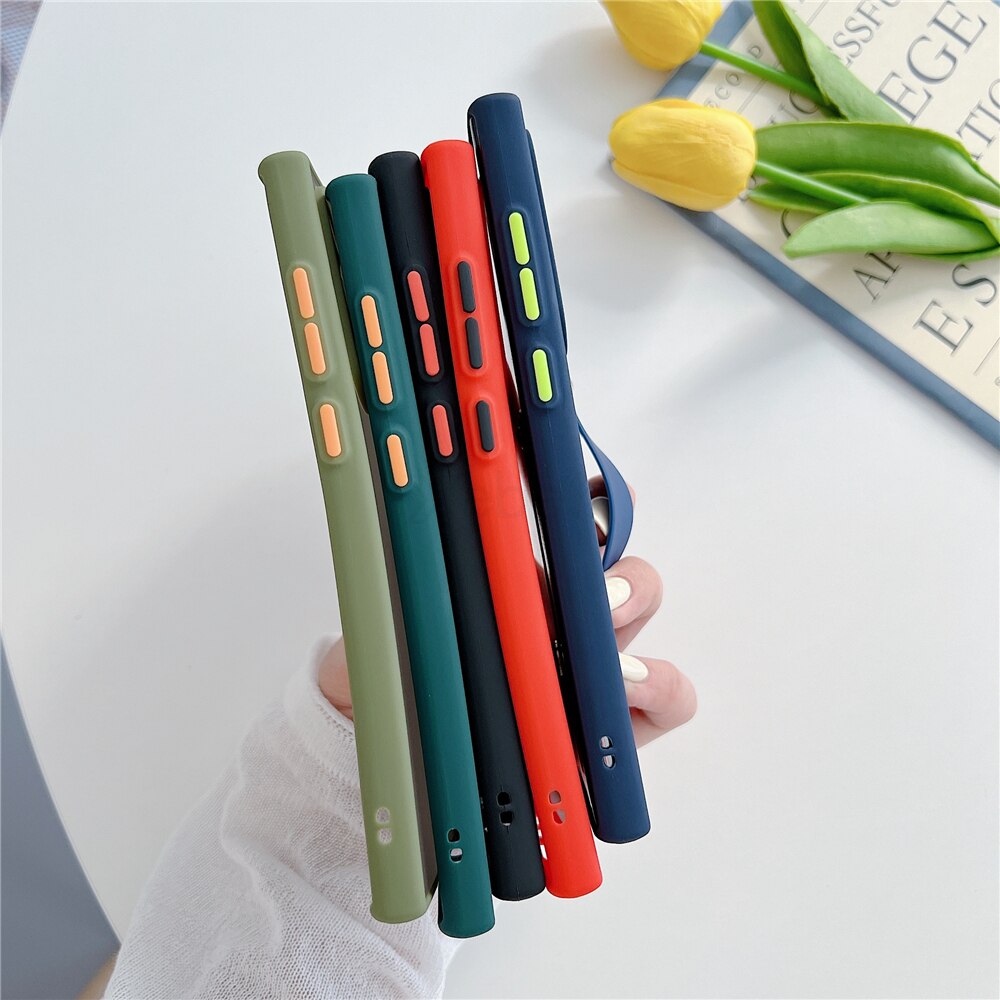 Wrist Strap Stand Clear Matte Case For Samsung S22 Series