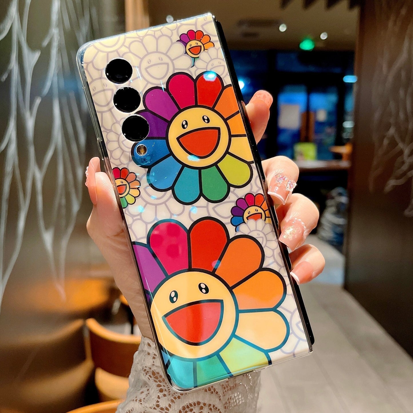 Cute Colorful Oil Painting Flower Phone Case For Samsung Galaxy Z Fold 3 5G
