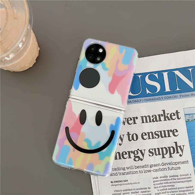 Cute Watercolor Smile Pendant Phone Case For Huawei P50 Pocket
