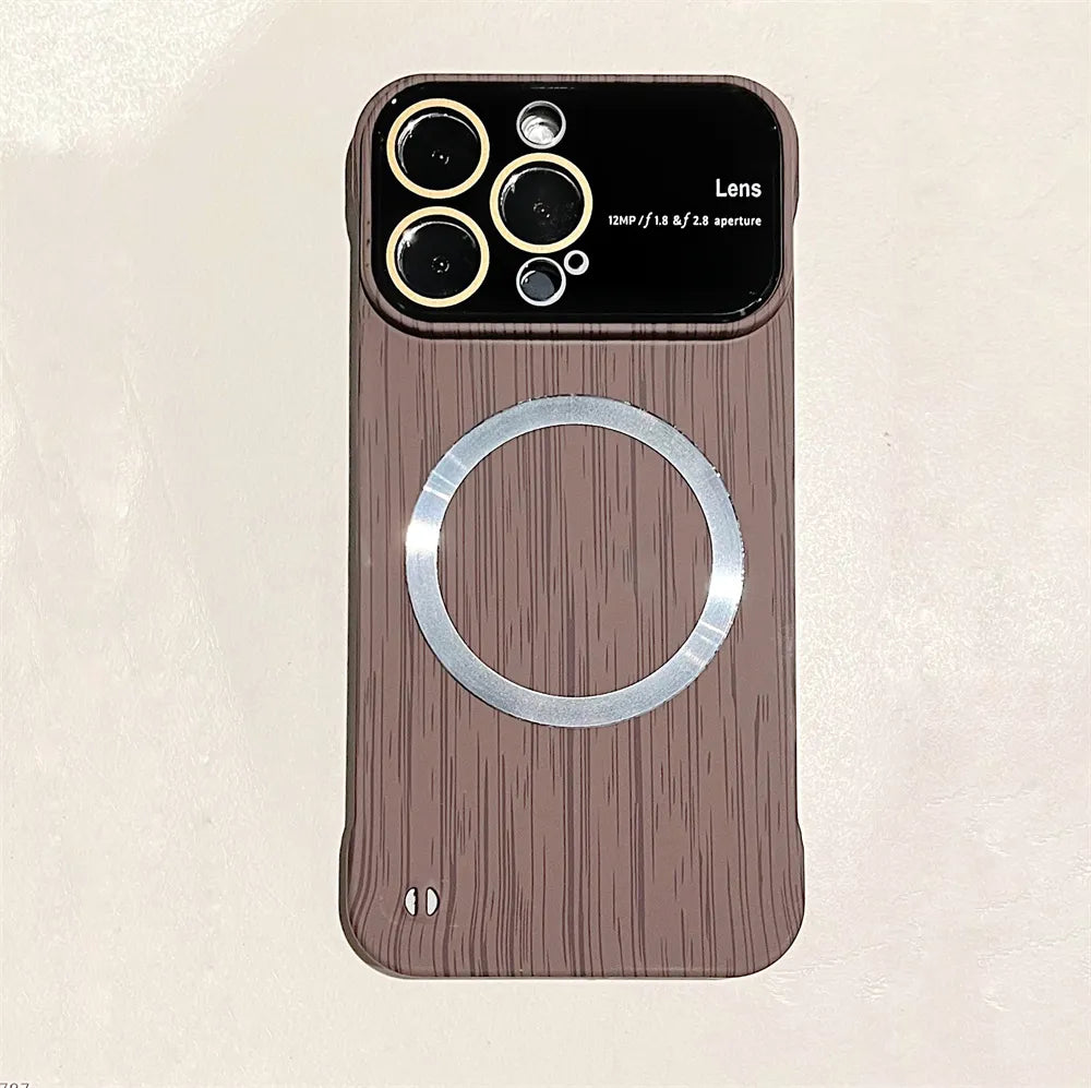 Magsafe For Borderless Wood Texture Case For iPhone