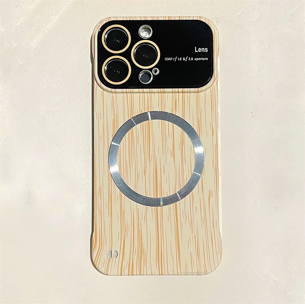 Magsafe For Borderless Wood Texture Case For iPhone