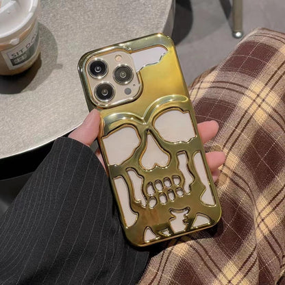 Luxury plating 3D metal Hollow out gothic skull hard Phone Case For iPhone